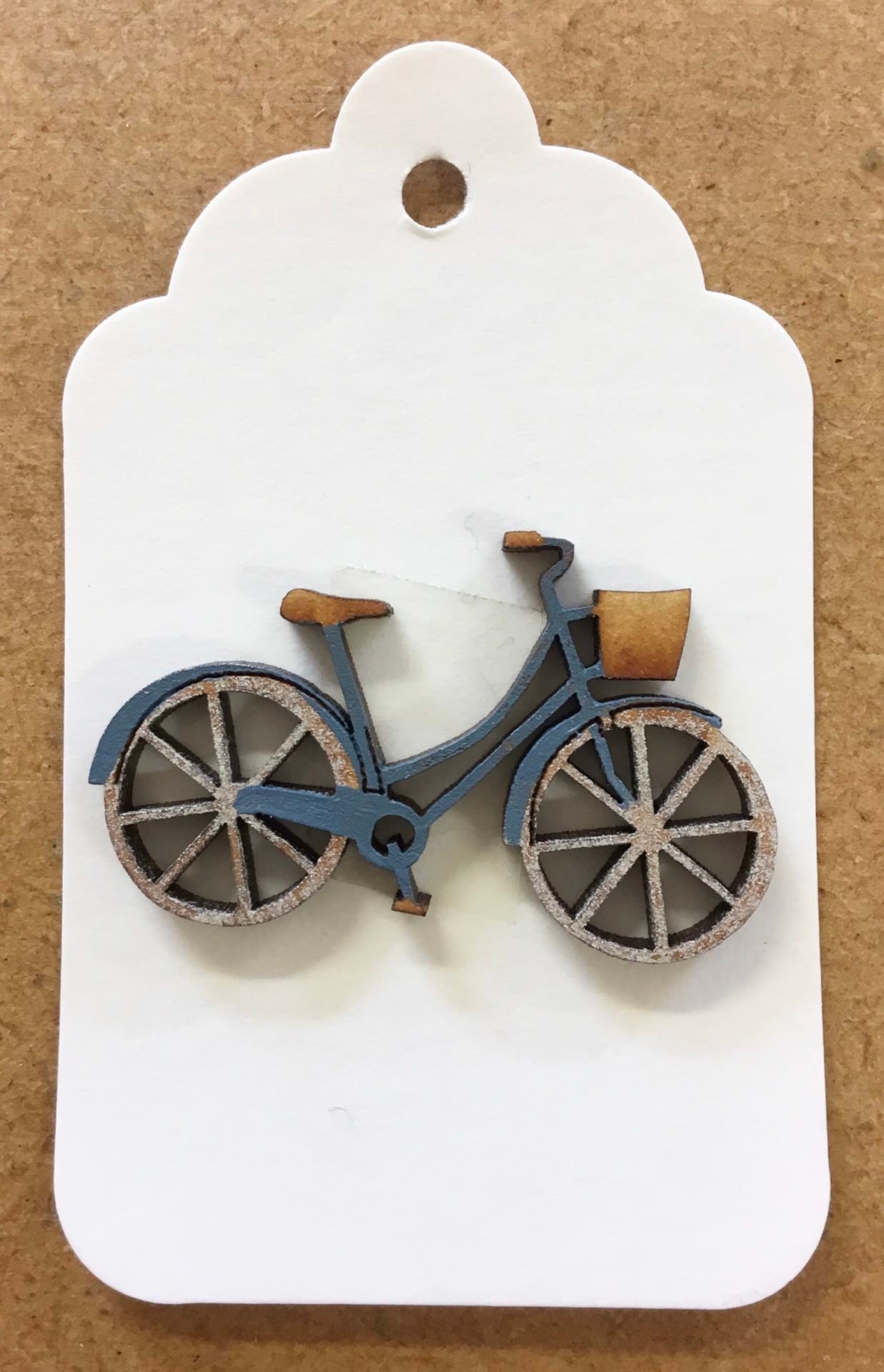 Amsterdam Bike Wooden Hand-Painted Button – Blue