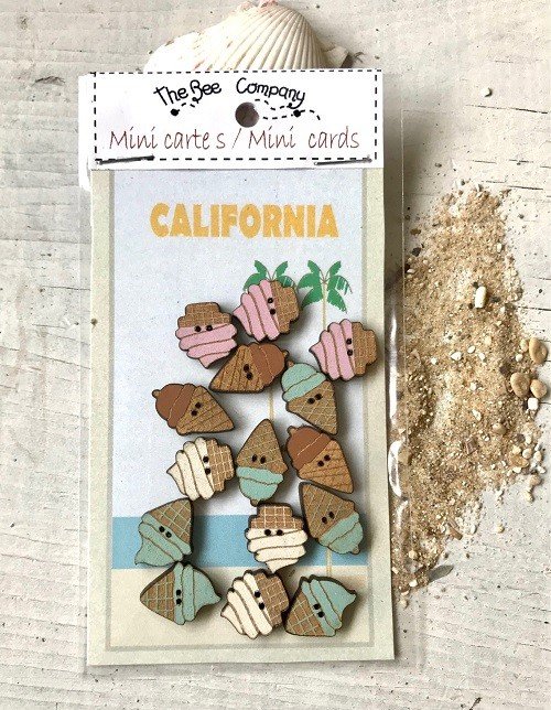 Wooden Hand-Painted Wooden California Ice Cream Buttons