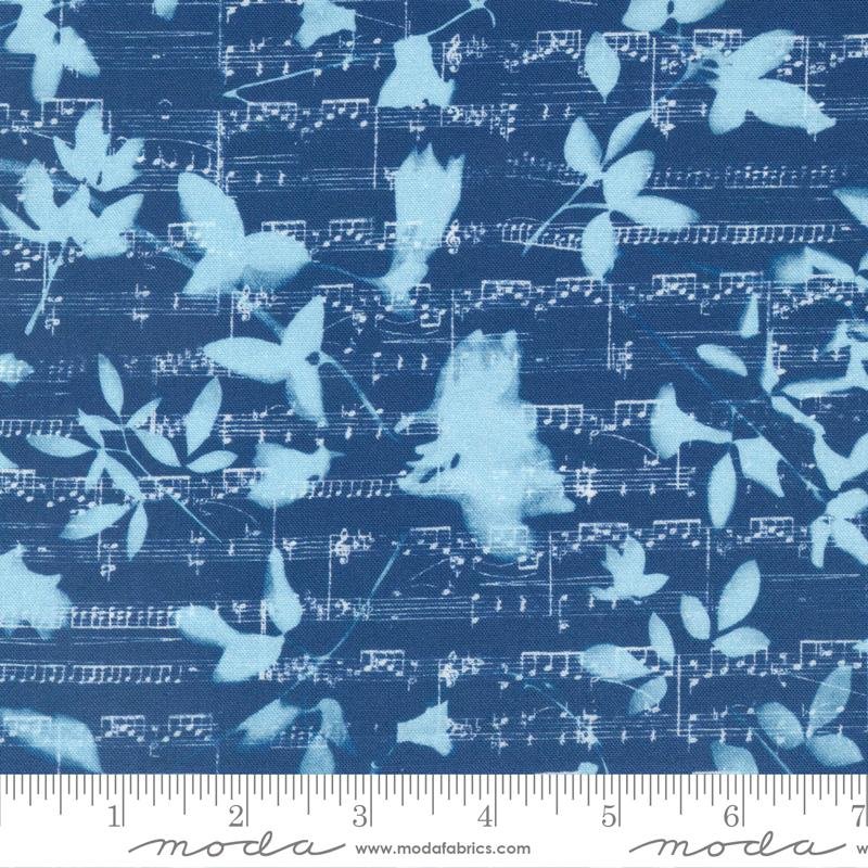 Peploe Music Notes Fabric – Prussian Blue