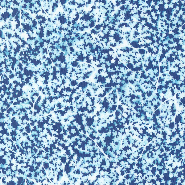Queen Anne Floral Fabric – Prussian Blue