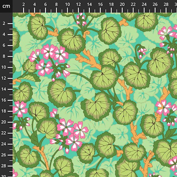 Kaffe Fassett – Climbing Geraniums Green Fabric