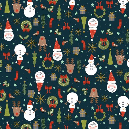 Christmas Lane -Jolly Good Time Dark Navy fat 1/4