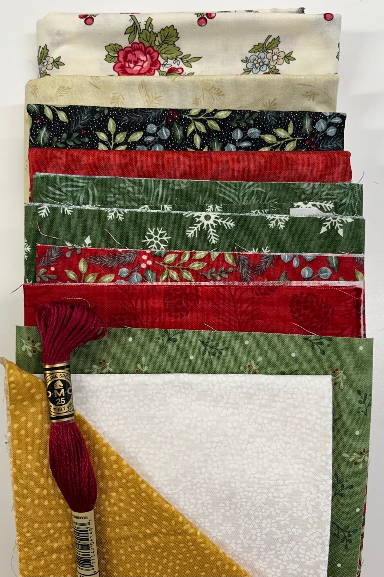Gail Pan Holly Blossoms Pattern & Fabric Kit
