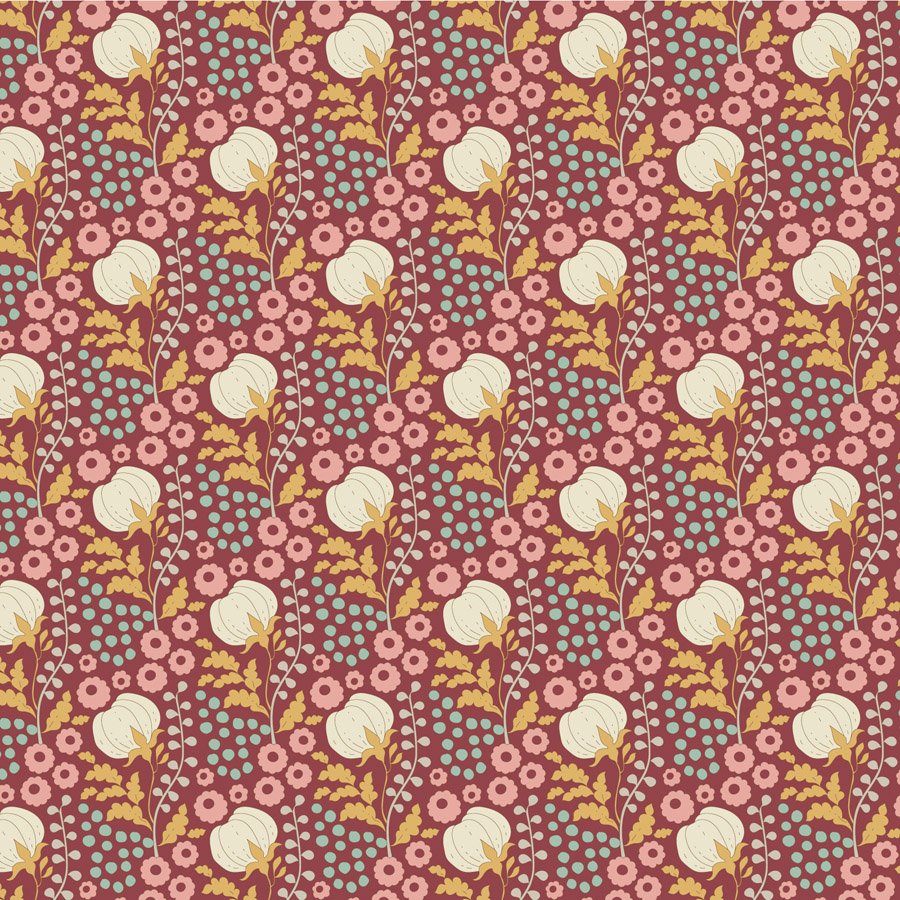 Tilda Sanctuary – Cottonfield Maroon Fat 1/4