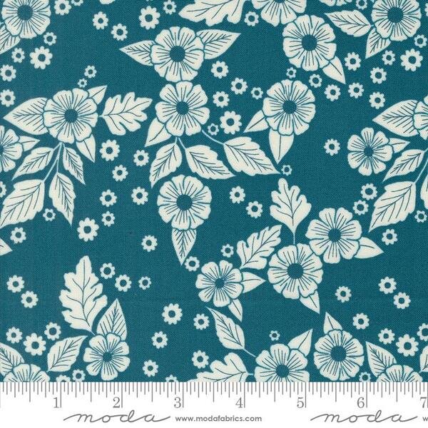 Field of Flowers by Katherine Watson – Scattered Flowers in Peacock fabric