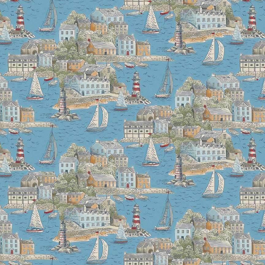 High Tide – Harbour View – Mid Blue fat 1/4