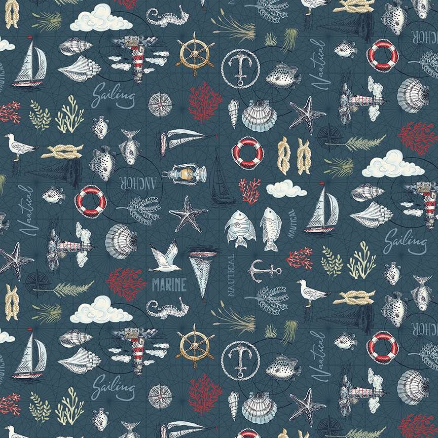 High Tide – Maritime – Dark Blue Fabric