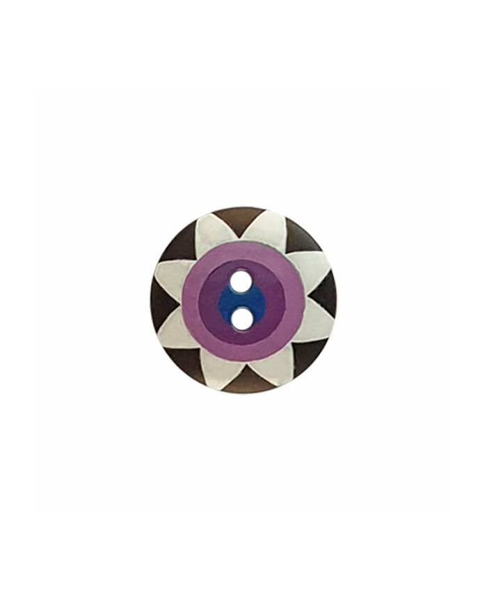 Kaffe Fassett Button – Star Flower 15mm – Black, White, Purple