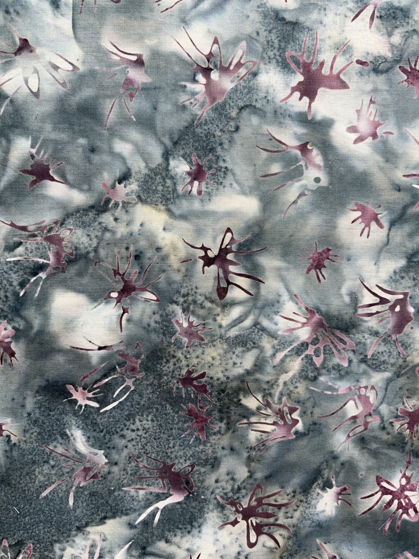 Magenta and Grey Marble Batik Fabric