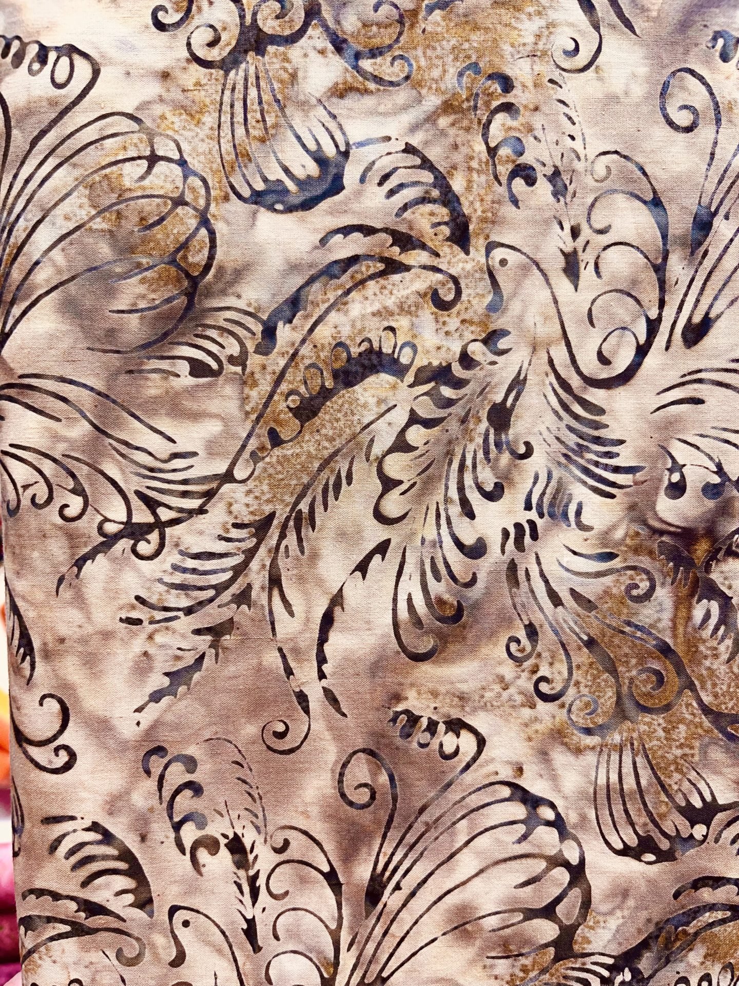 Earth Birds Batik Fabric