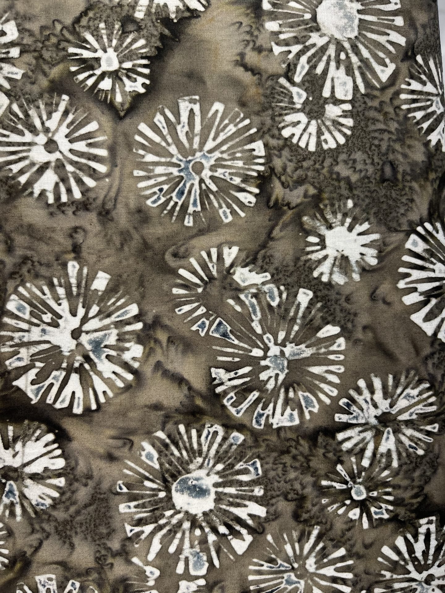 Brown Daisies Batik Fabric