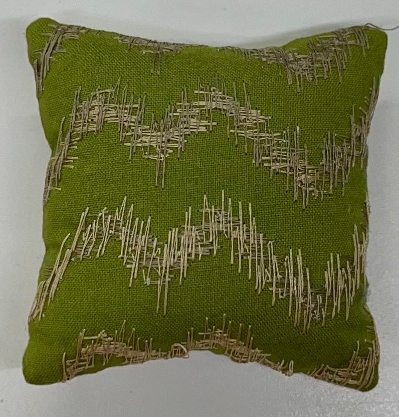 Alice Selwood Pincushion – Green and Taupe Scribble