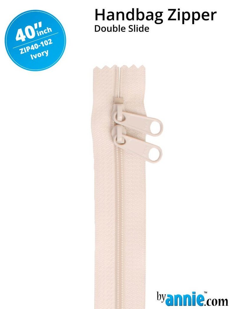 Ivory Double Slide Handbag Zipper – By Annie 40″