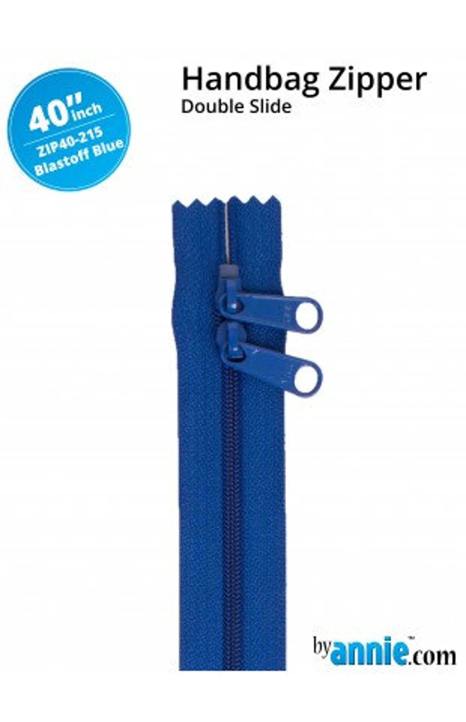 Blast Off Blue Double Slide Handbag Zipper – By Annie 40″