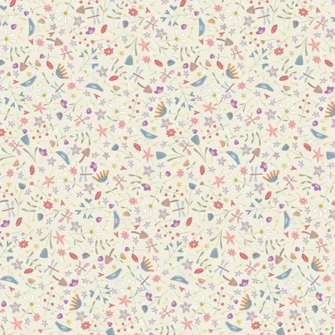 Slow and Steady – Cream Floral Scatter Fabric – Hatched and Patched