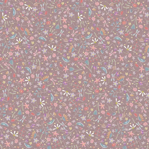 Slow and Steady – Mauve Floral Scatter Fabric – Hatched and Patched