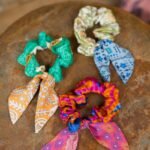 recycled sari scrunchie with tie