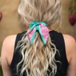 recycled sari scrunchie with tie 2