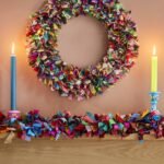 recycled sari wreath multicolour large