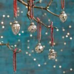 set of 6 silver recycled glass baubles